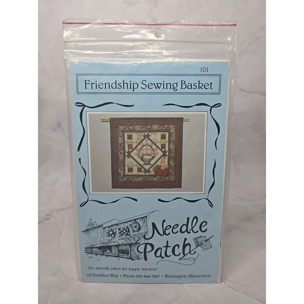 1986 Needle Patch Quilt Wallhanging Pattern Friendship Sewing Basket